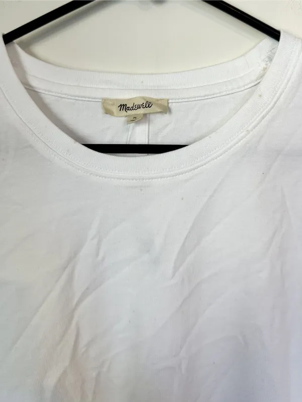 NWT *FLAWED* Madewell White Cotton Relaxed Oversized Tee - Size: Medium - Image 6