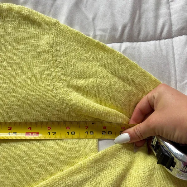 Project Neon Yellow Linen Cotton Blend Knit Sweater Womens Medium Luxury Beachy - Image 4