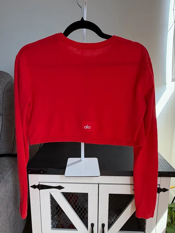 Alo Yoga Supernatural Sweater Cardigan – Bright Red – Size XS. - Image 2
