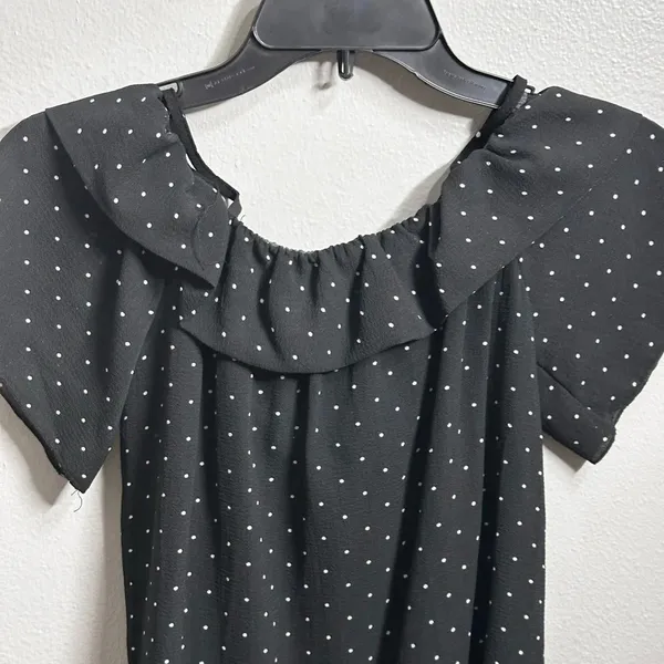Papaya Women‎ Black Polka Dot Off Shoulder Blouse Size Small. - Image 8