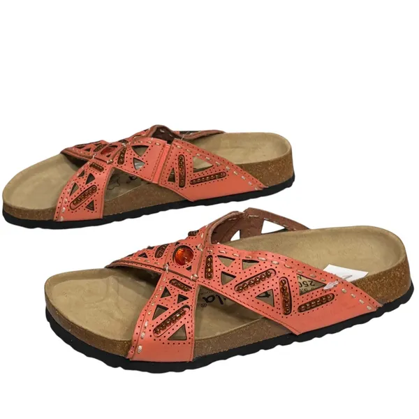 Betula by Birkenstock Joyce Double Leather Sandal Womens 8 Orange Boho Hippie - Image 3