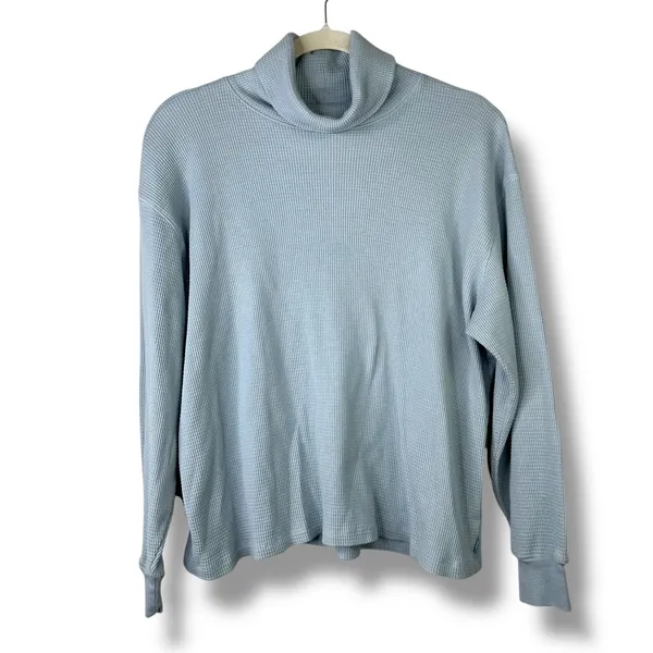 Aritzia TNA Rosedale Powdered Blue Waffle Knit Thermal Turtleneck Pullover Top - Image 3