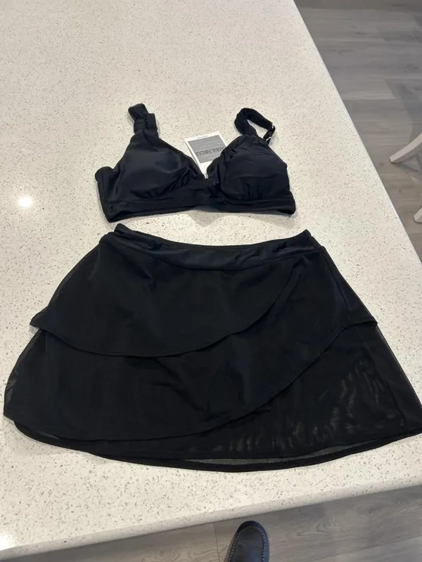Hanna Nikole 2 PCS High Waist Bikini Tummy Control Black Swimsuit Skirt LARGE - Image 5