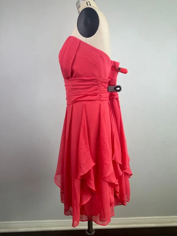 David's Bridal Strapless Chiffon Cocktail Mid Dress Red Size 16 - Image 2