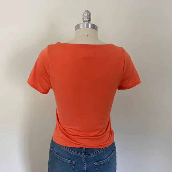 Bright Orange Stretch Fitted Top - Image 2