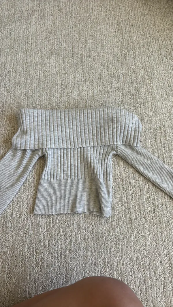 Princess Polly Grey Off-The-Shoulder Sweater - Image 2