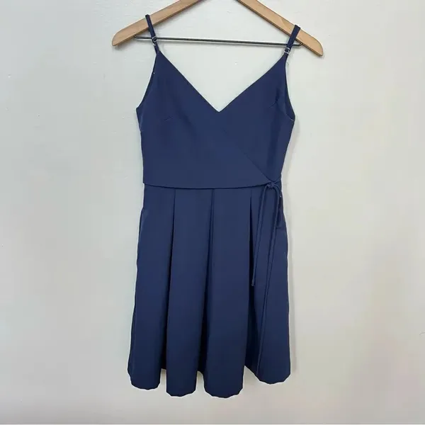Lulus Thinking About You Navy Blue Pleated Faux Wrap Midi Dress Size Small - Image 5