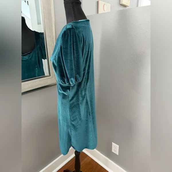 Monte The Label Emerald Velvet Square Neck Whimsigoth Mini Dress Large. - Image 3