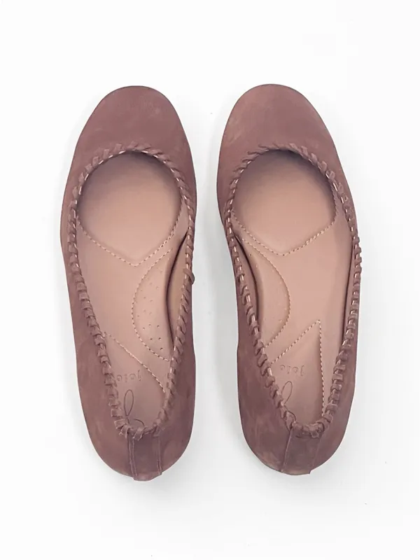JOIE Brown Suede Almond Top Braided Trim Details Slip On Ballet Flats 8.5 - Image 10