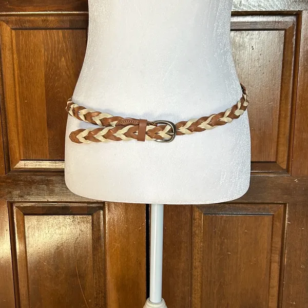 Fossil Women's Braided Leather belt Two Tone Brown Size‎ Small - Image 2