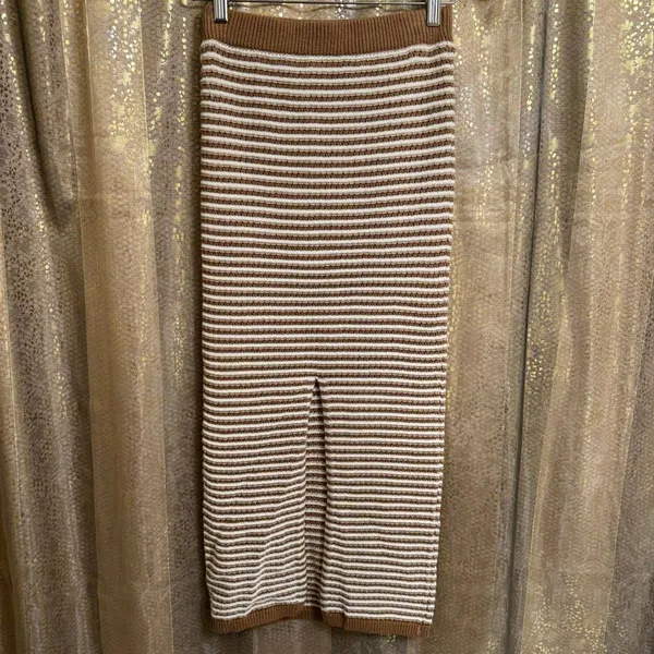 Freshman 1996 Brown Ivory Crochet Knit Striped Maxi Skirt Tube Top Set XS/S - Image 8