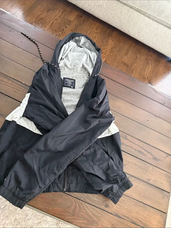 Abercrombie & Fitch Women Medium Black Full Zip Hooded Windbreaker Jacket - Image 6