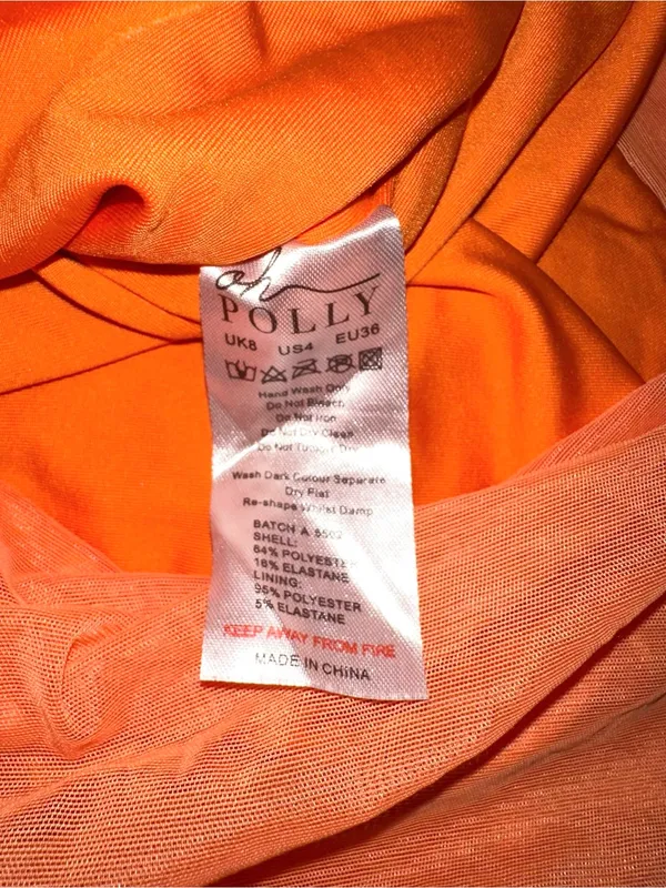 Oh Polly Lykke Orange One Shoulder Rhinestone Cutout Bodycon Mesh Mini Dress 4 - Image 6
