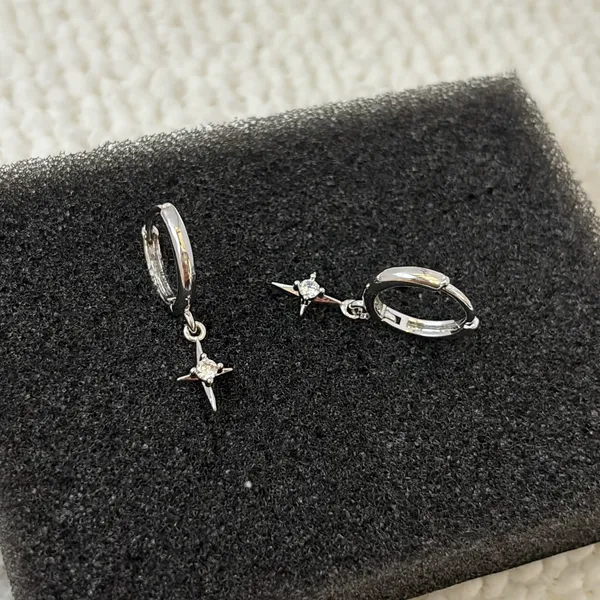 CZ Star Dangle Drop Earrings for Men Women Streetwear Hip Hop Punk Unisex - Image 3