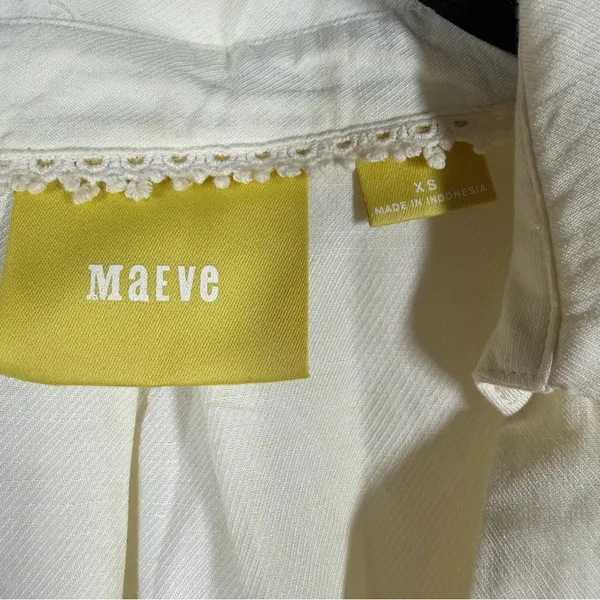 Anthropologie‎ Maeve Cream Floral Watercolor Linen Blend Tunic Top - Image 3