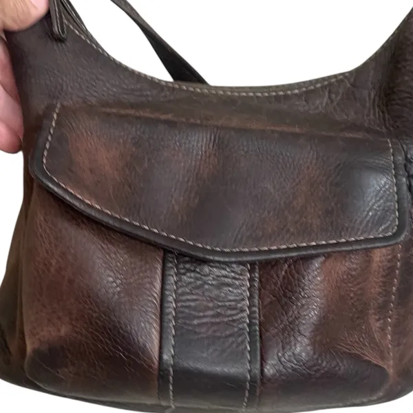 Vintage Fossil Messenger Bag, Crossbody Bag~ Dark Brown Leather STRAP HAS‎ wear - Image 3