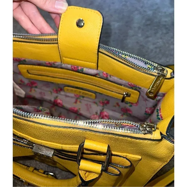 Betsey Johnson Satchel Crossbody Yellow Bag Shoulder Purse - Image 9