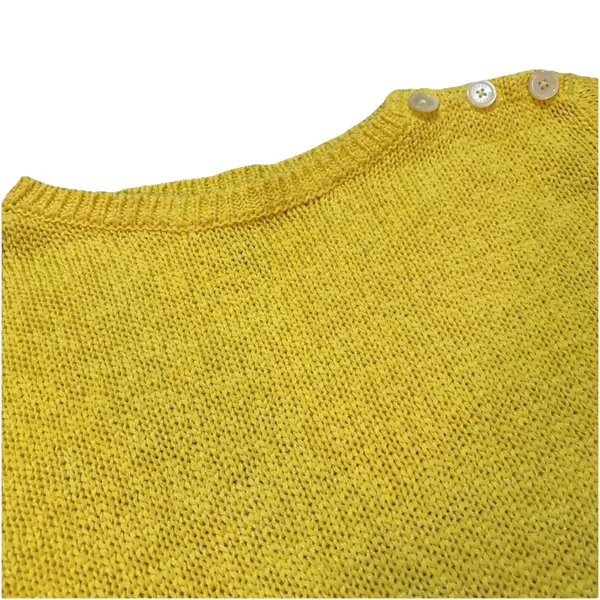 Ralph Lauren Women's Yellow Crocheted sweater buttons‎ on shoulder Size small - Image 6