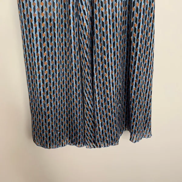 Maje Blue Jela Pleated Print Elastic-Waist High-Low Skirt Womens Size 36 - Image 9