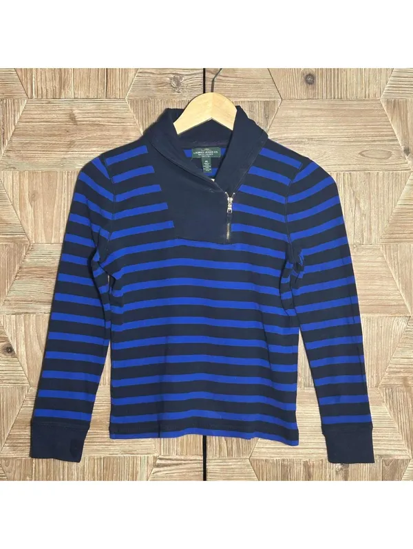 Lauren Ralph Lauren Striped Knit Pullover Sweater Blue Black PS Coastal Casual - Image 2