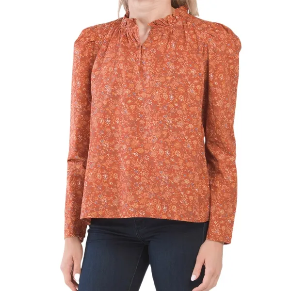 House of Harlow 1960 Puff Shoulder Long Sleeve Printed Top Size M - Image 8