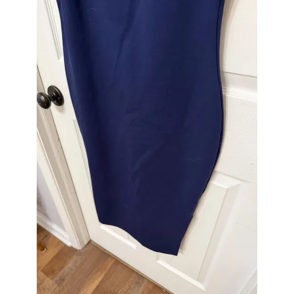 Lulus Navy Blue Bodycon Dress Square‎ Neck Side Slit Cocktail Wedding Guest - Image 4