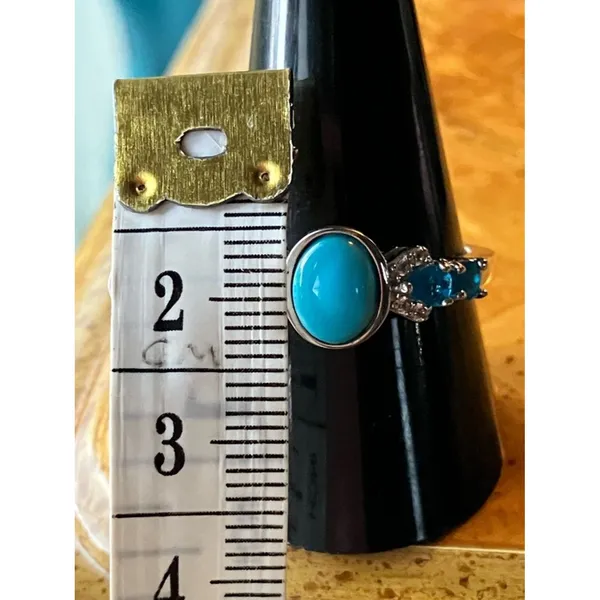 Sleeping Beauty Turquoise Blue Apatite Sterling Silver Ring Size 10 - Image 7