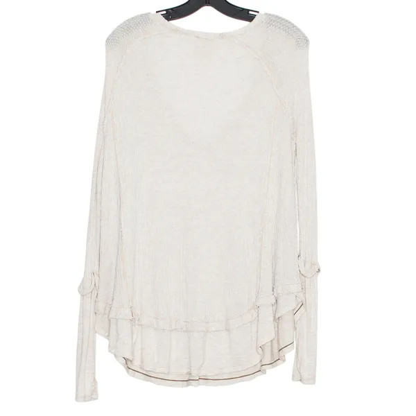 We The Free People Laguna Thermal Top Oversized High Low Boho Cottagecore Sand S - Image 2