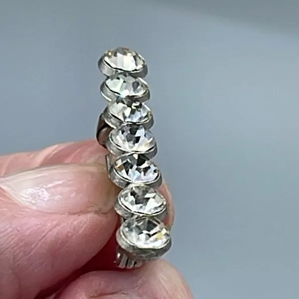Vintage crystal bar brooch Silver - Image 4