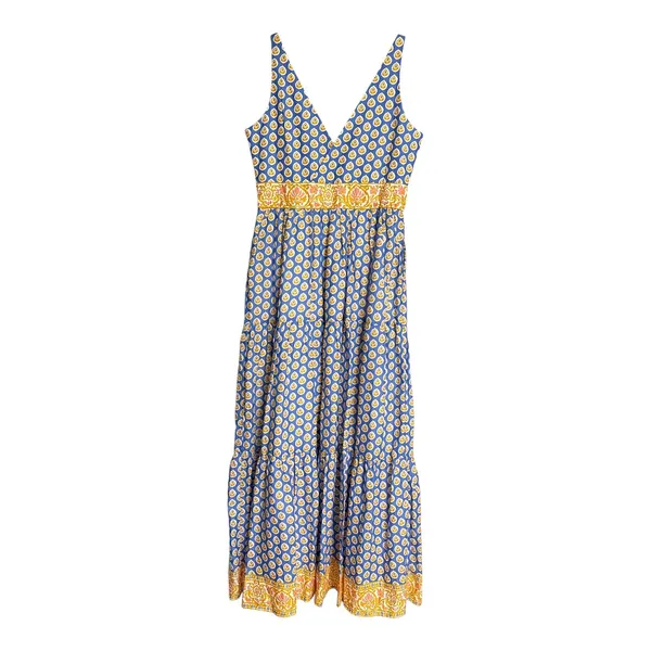 J.Crew Point Sur Royal Block Print Tiered Maxi Dress size 6 - Image 2