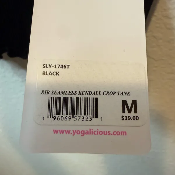 Yogalicious Black Ribbed Seamless Kendall Crop Tank Lettuce Hem Y2K Size Medium - Image 4