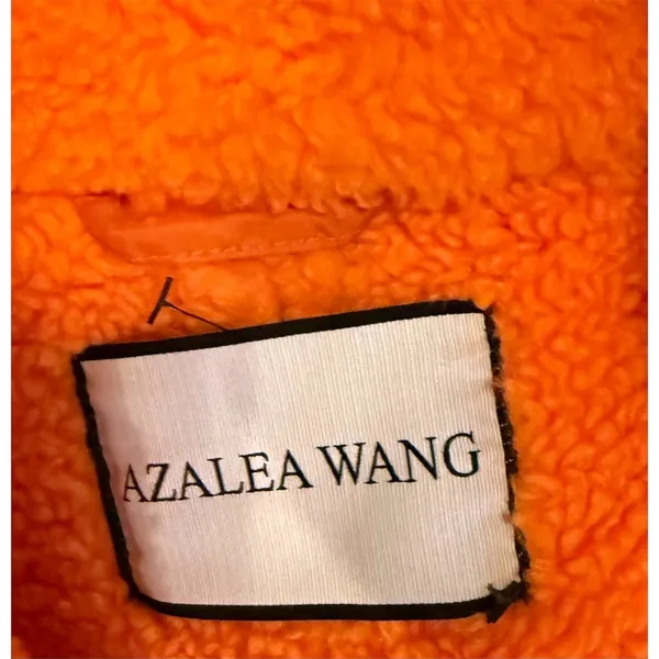 Azalea Wang Coat Womens Size S Orange Sherpa Lined Long Double Breasted - Image 7