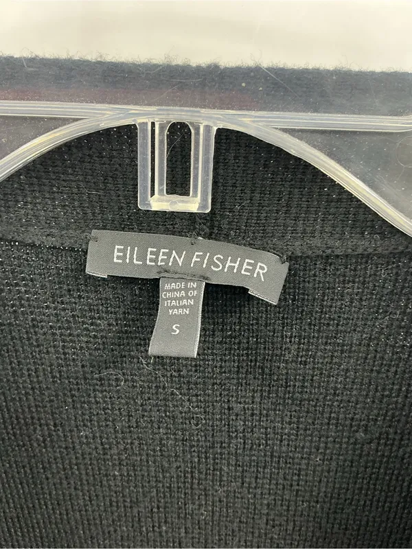 Merino wool Eileen Fisher Black Open-Front Draped Jacket 1179 - Image 3