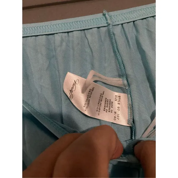 Vanity Fair Vintage Baby Blue Short Sleeve Button Up Pajama Set Nylon M - Image 5