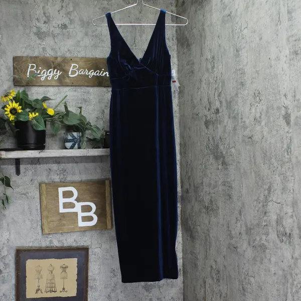 NWT 1.STATE Womens Velvet Midi Dress DS93017245AM Navy Blue XS - Image 4
