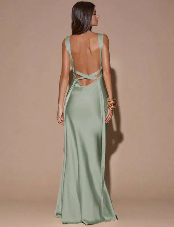 Green Open Back dress - Image 2