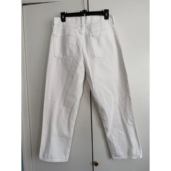 Old‎ Navy High-Rise Slouchy Straight Jeans White Cotton Denim Size 8 - Image 3