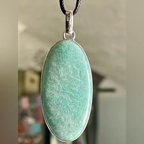 Oval Green Amazonite Pendant 2 1/4” - Image 4