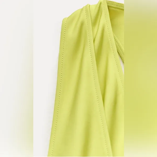 NWT Zara Lime Green Asymmetrical Midi Dress Bloggers Faves - Image 7
