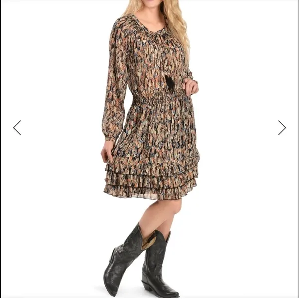 NWT Scully Feather Print Dress Patterned Garment Pink Size M - Image 4