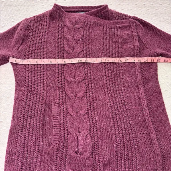 Abercrombie & Fitch Burgundy Cross Hatch Cable Knit‎ Cardigan Size M - Image 9