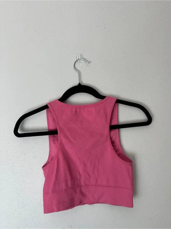 2 Garage pink and Blue Ribbed Crop Tank Top with Scoop - Image 3