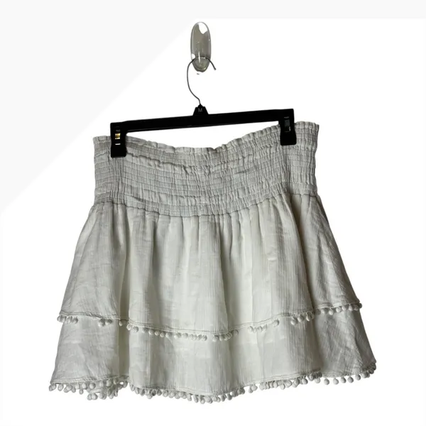 Apiece Apart‎ Skirt Women Medium White Cotton Analisa A Line Mini Pom Pom Tiered - Image 2