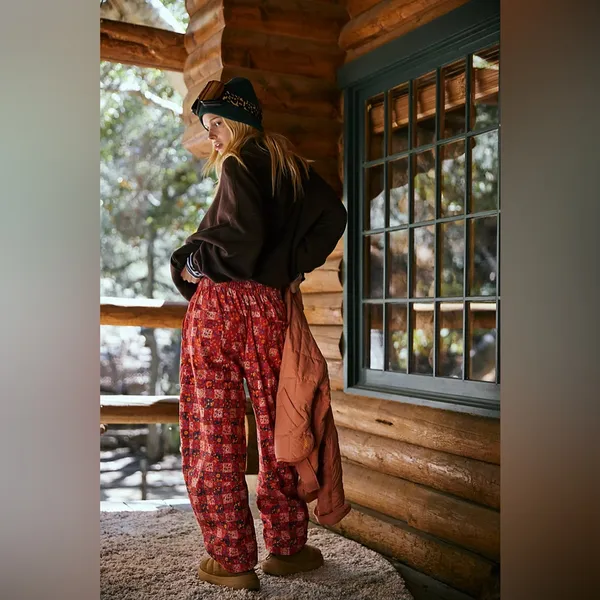 NWT Free People Movement Game Day Printed Pants- Meadow Red Combo - Image 3