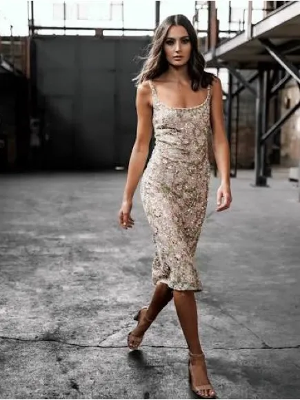 Mac Duggal 10755 Pink Sleeveless Handed Beaded Floral Dress sz 12 MIDI - Image 4