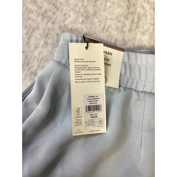 CALIA Womens Sandwash Scuba Cargo Shorts Pale Blue‎ High Rise XS WAX15207 - Image 6