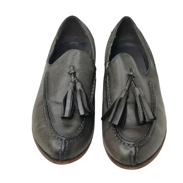 Gray Leather tassel loafer sz 7 by Designs by jackie - Image 2