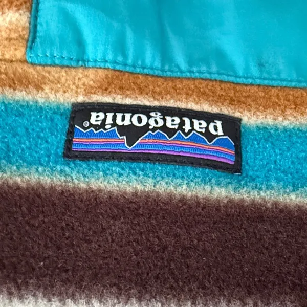 Patagonia Turquoise & Tan Geometric Snap-T Fleece Pullover - Image 2