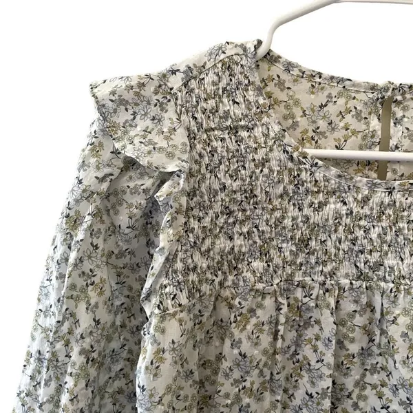 LC Lauren Conrad floral prairie lace women's blouse long sleeved boho frills - Image 2