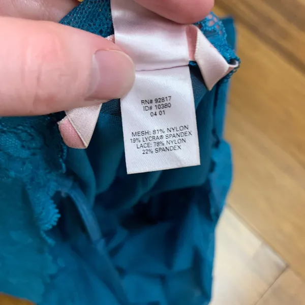 Y2K Victoria's‎ Secret Teal Blue Lace Trim Chemise Size Medium Lingerie Sheer - Image 6